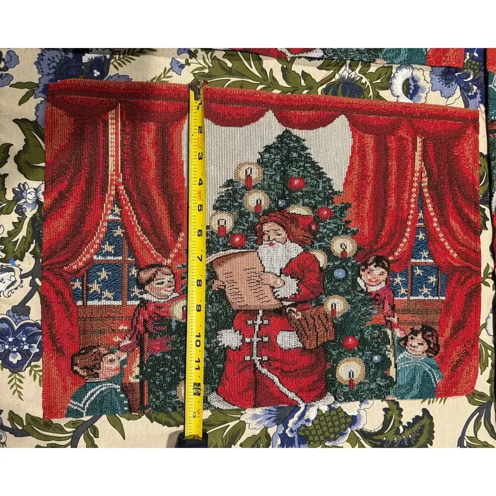 NWT‎ Vintage Victorian Santa Christmas Tree Table Runner 4 placemats settings
